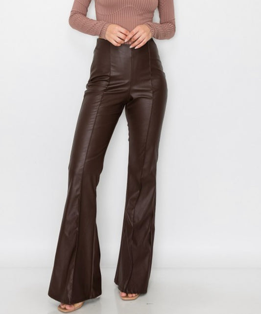 CHOCOLATE LEATHER TROUSER